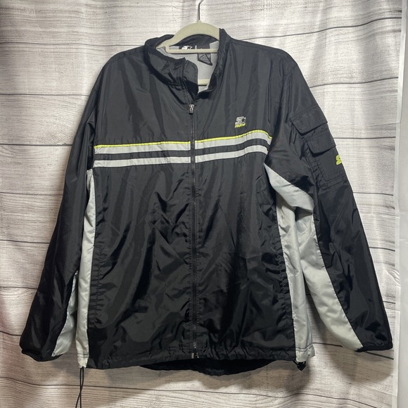 STARTER Other - VTG Starter Windbreaker Mens MED Nylon Track Jacket Black Full Zip‎ Mesh Lining